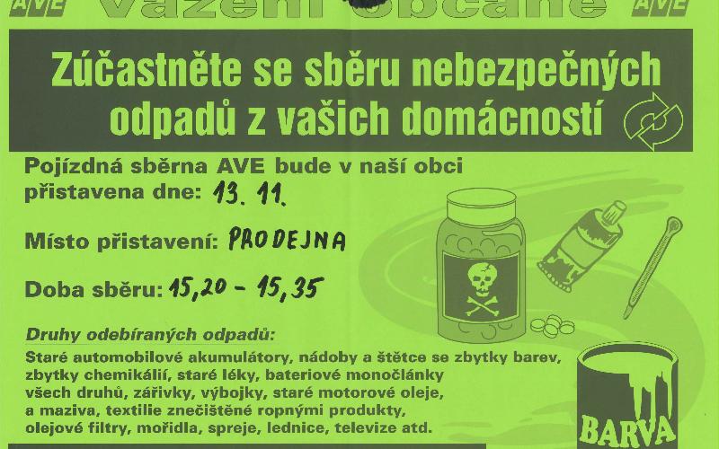 Aktuality - Svoz nebezpečného a velkoobjemového odpadu